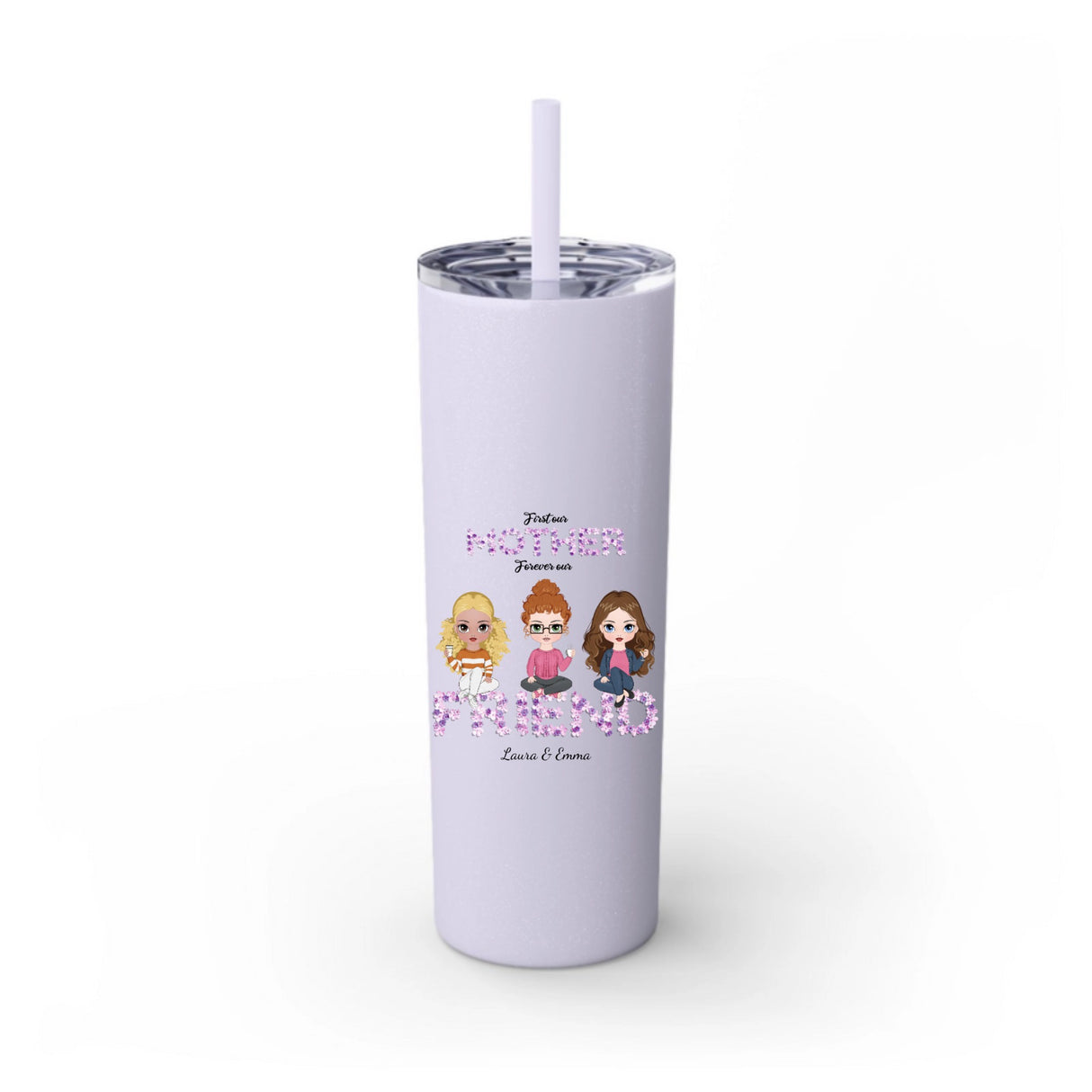 Mom Skinny Tumbler with Straw, 20oz