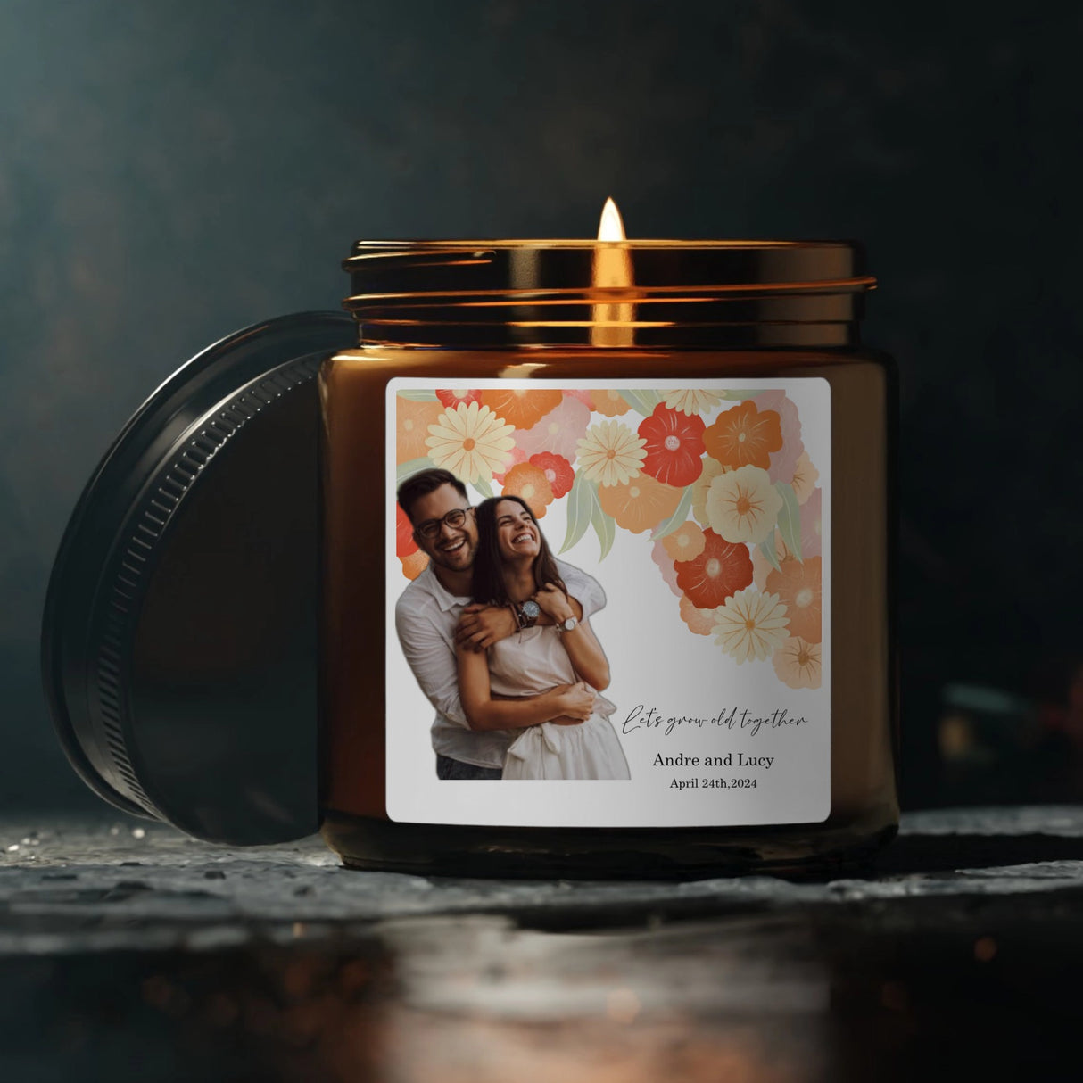 Couple Scented Soy Candle (Multi-Size, Amber Jar)