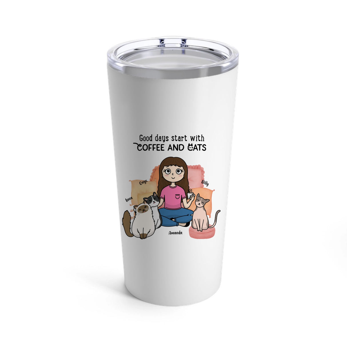 "Good Day Starts With Coffee And Cats" thermal mug